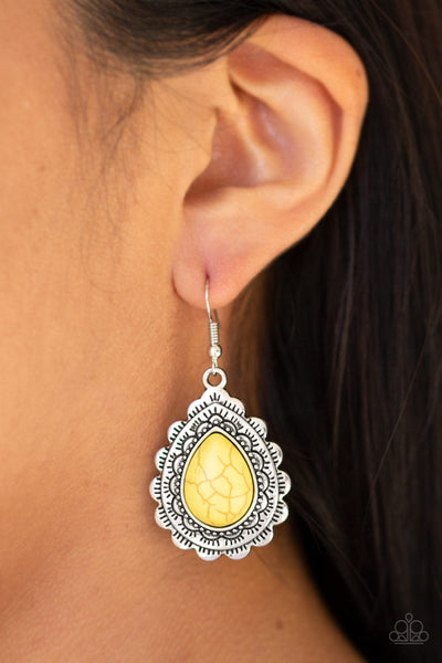 Paparazzi Earrings - Mesa Mustang - Yellow (#1692)