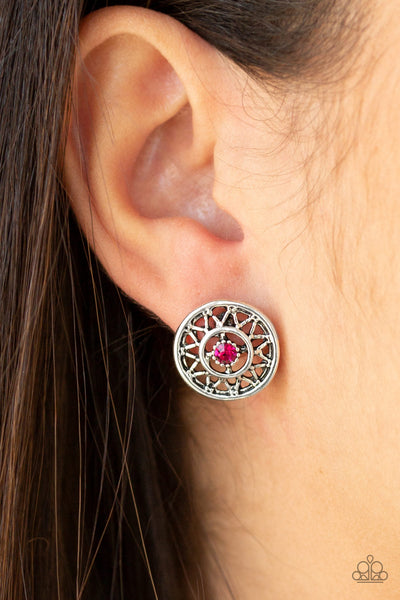 Paparazzi Post Earrings - Sunlit Splendor - Pink (#646)