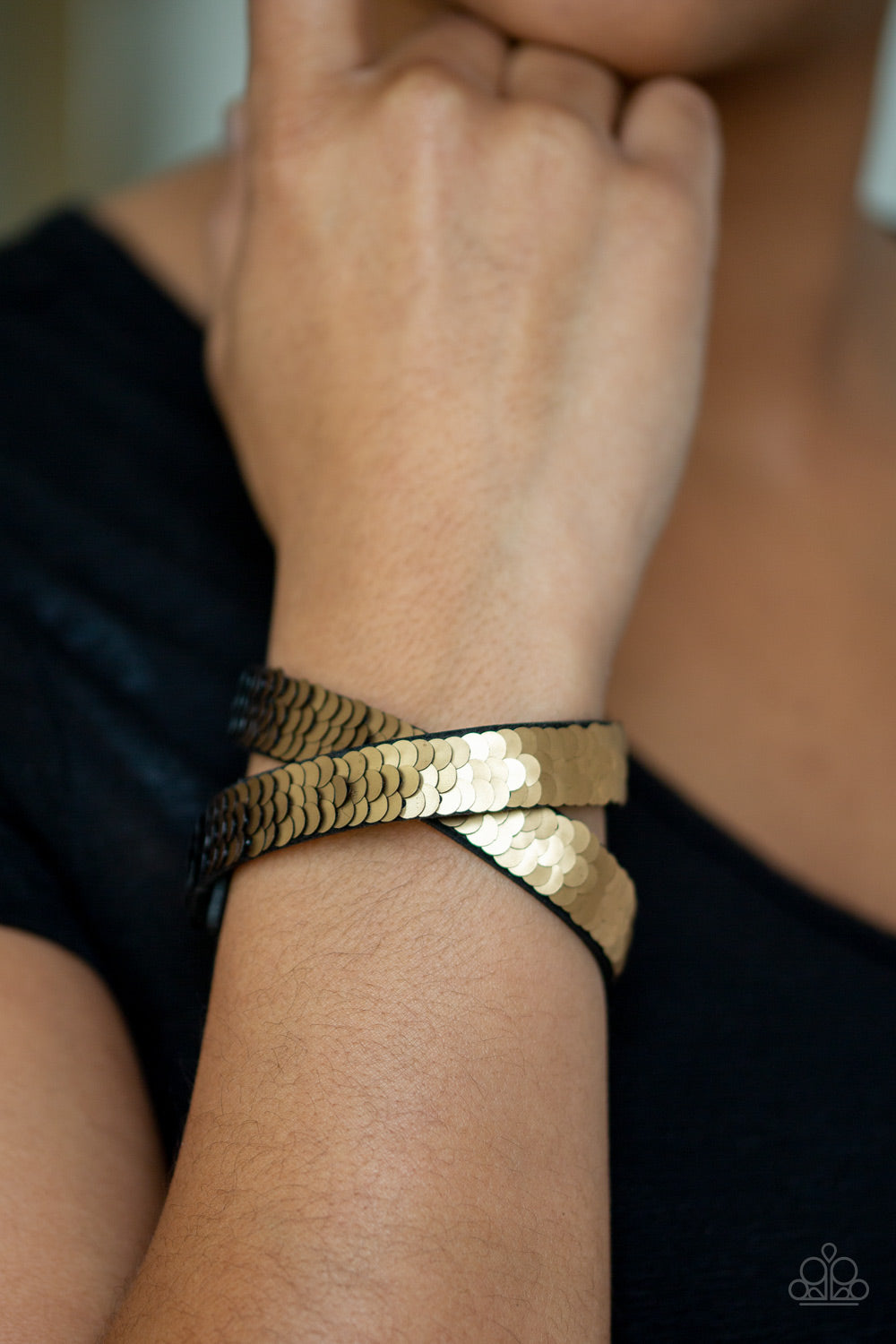 Paparazzi Wrap Bracelet - Under The SEQUINS - Gold