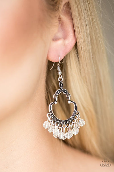 Babe Alert - White Paparazzi Earrings (PZ-180)