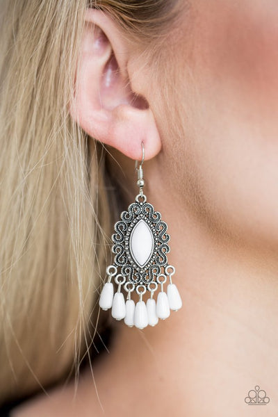 Private Villa - White Paparazzi Earrings