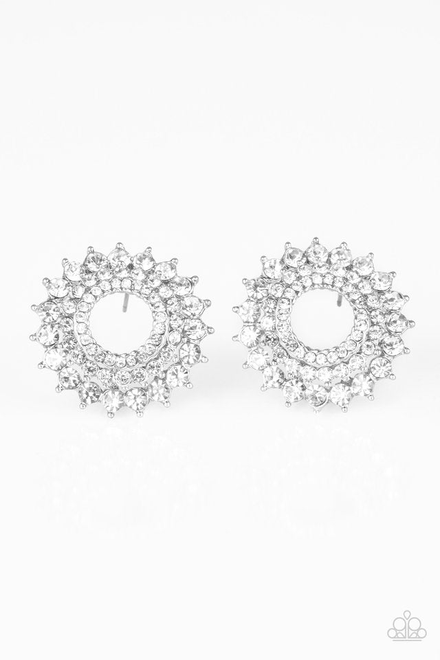 Paparazzi Earrings - Buckingham Beauty - White (#1971)