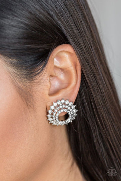Paparazzi Earrings - Buckingham Beauty - White (#1971)