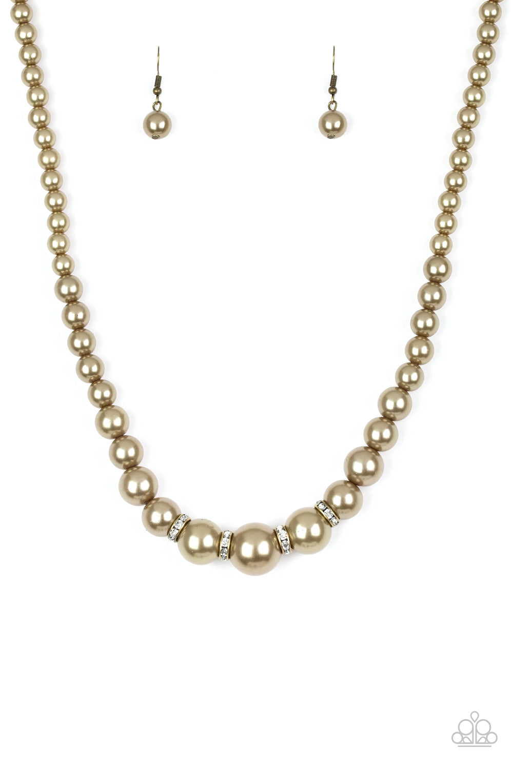 Paparazzi Short Necklace - Party Pearls - Brass
