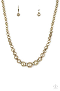 Paparazzi Short Necklace - Party Pearls - Brass