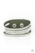 Rollin In Rhinestones - Green Paparazzi Wrap Bracelet