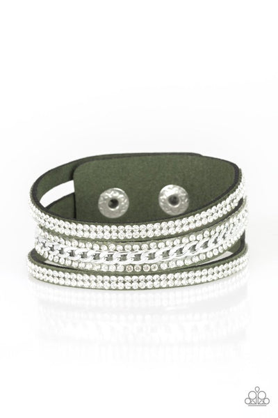 Rollin In Rhinestones - Green Paparazzi Wrap Bracelet