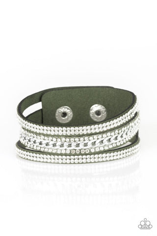 Rollin In Rhinestones - Green Paparazzi Wrap Bracelet