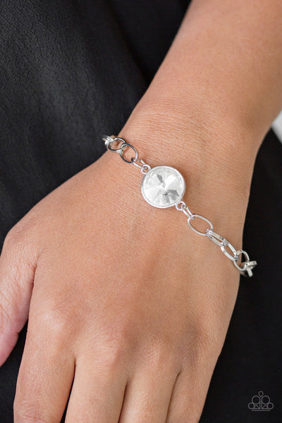 All Aglitter - White Paparazzi Bracelet