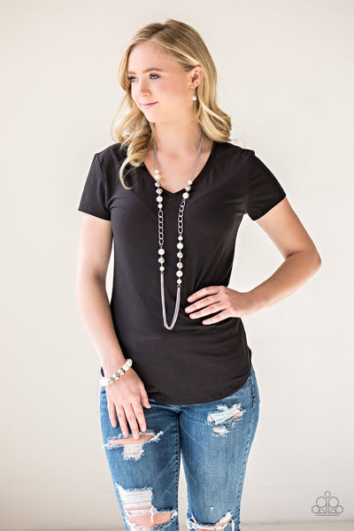 All Dressed UPTOWN - White Paparazzi Bracelet