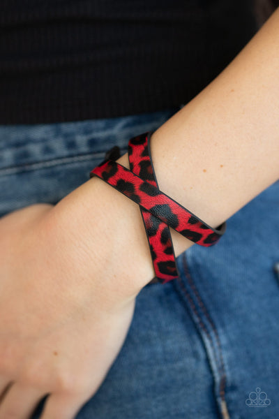 Paparazzi Double Snap Urban Wrap Bracelet - All GRRirl - Red