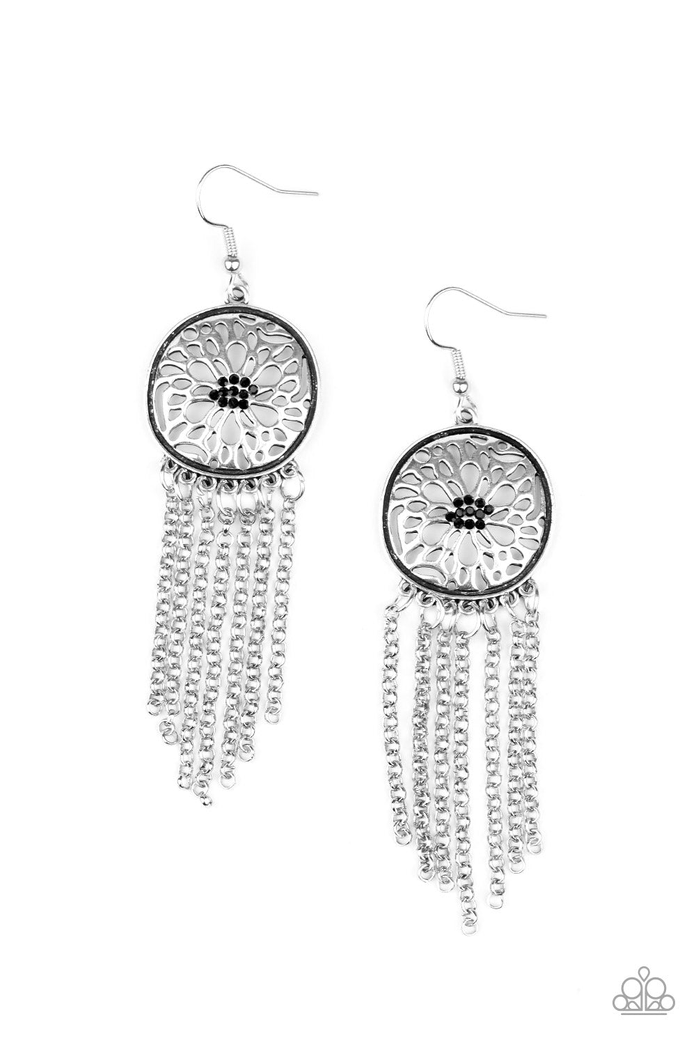 Blissfully Botanical - Black Paparazzi Earrings (#1618)