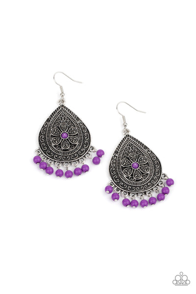 Blossoming Teardrops - Purple Paparazzi Earrings