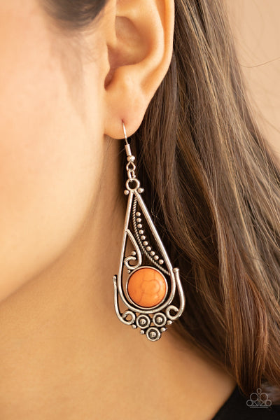 Canyon Climate - Orange Paparazzi Earrings (#2656)