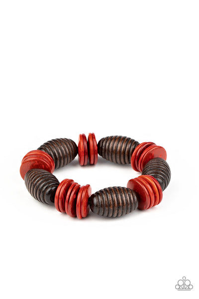Caribbean Castaway - Red-Paparazzi Bracelet (#1453)