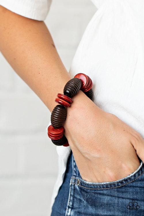 Caribbean Castaway - Red-Paparazzi Bracelet (#1453)