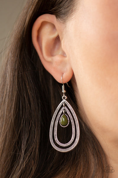 Drops of Color - Green-Paparazzi Earrings