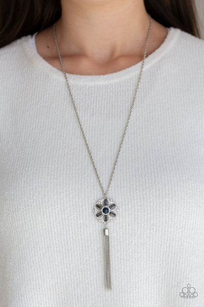 Fine Florals - Blue-Paparazzi Necklace (#1404)