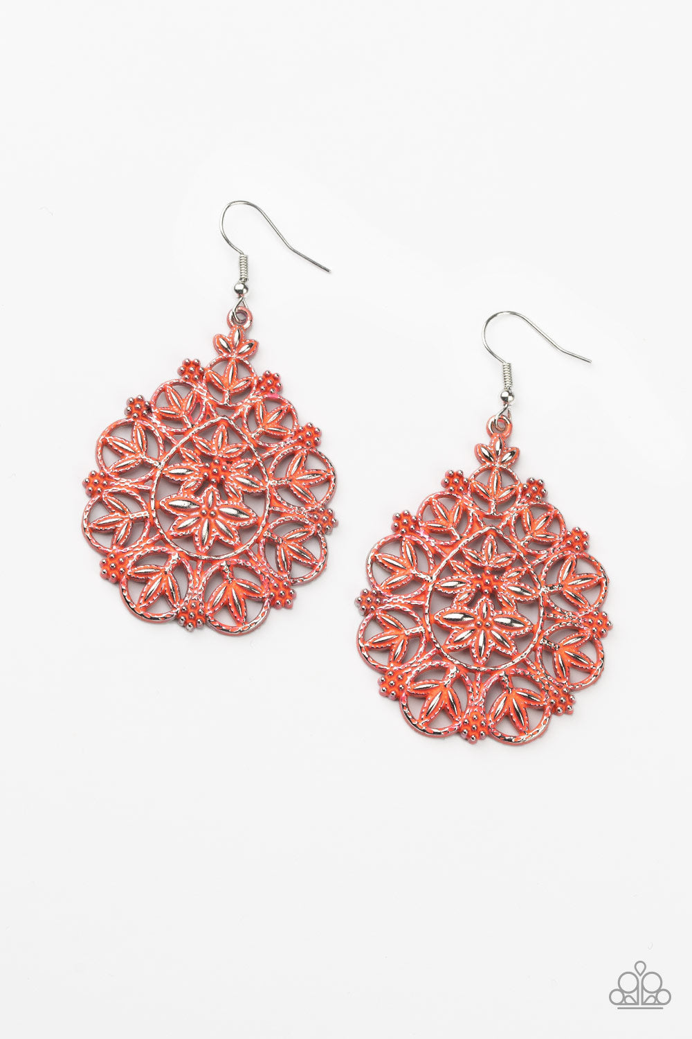 Paparazzi Fishhook Earrings - Floral Affair - Orange (PZ-133)