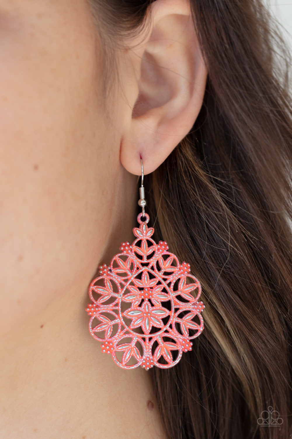 Paparazzi Fishhook Earrings - Floral Affair - Orange (PZ-133)