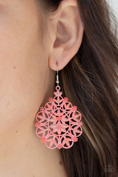 Paparazzi Fishhook Earrings - Floral Affair - Orange (PZ-133)