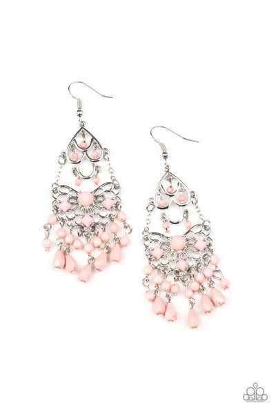 Glass Slipper Glamour - Pink Paparazzi Earrings (#1611)