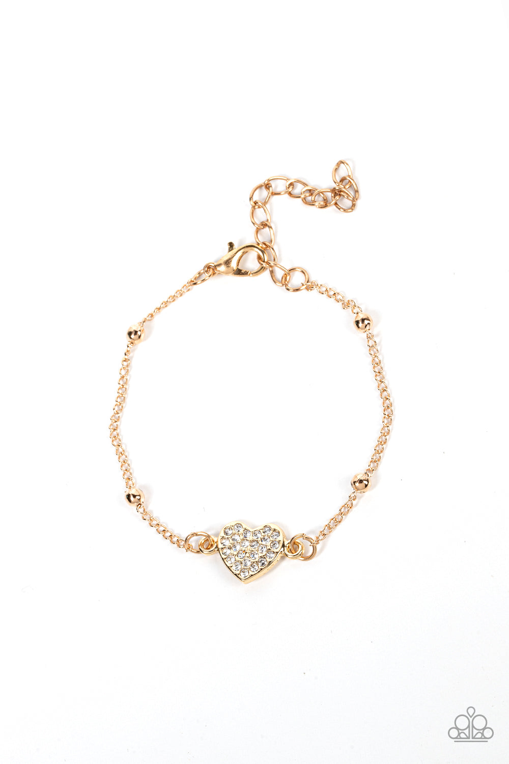 Heartachingly Adorable - Gold Paparazzi Bracelet (#4667)