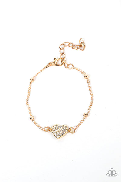 Heartachingly Adorable - Gold Paparazzi Bracelet (#4667)