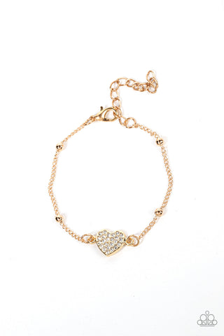 Heartachingly Adorable - Gold Paparazzi Bracelet (#4667)
