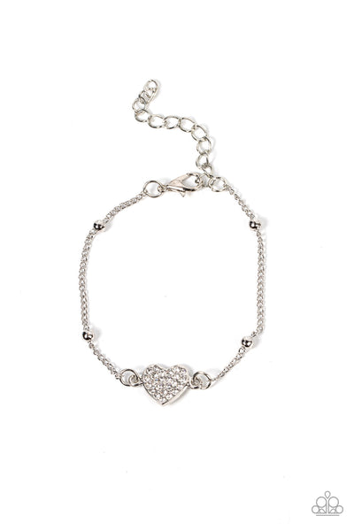 Heartachingly Adorable - White Paparazzi Bracelet (#4664)
