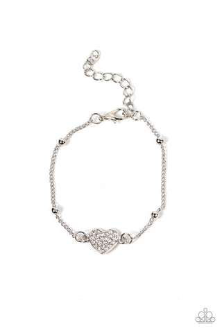 Heartachingly Adorable - White Paparazzi Bracelet (#4664)