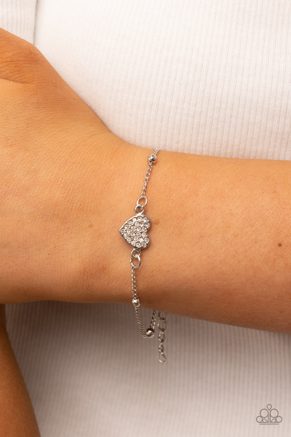 Heartachingly Adorable - White Paparazzi Bracelet (#4664)