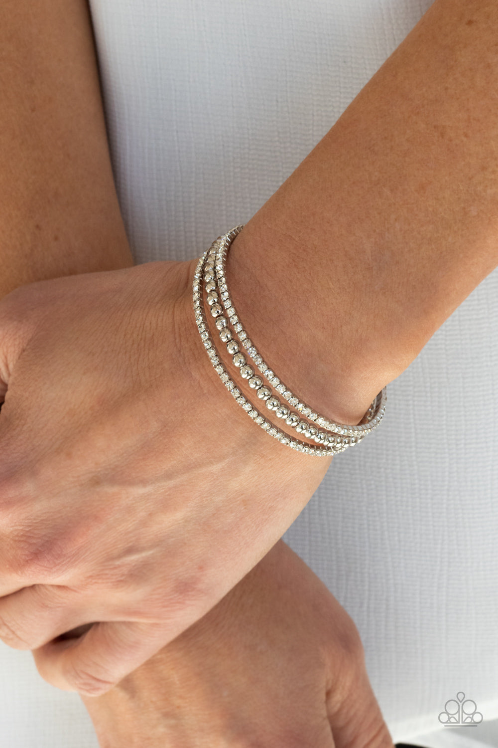 High-End Eye Candy - White Paparazzi Bracelet (PZ-2868)