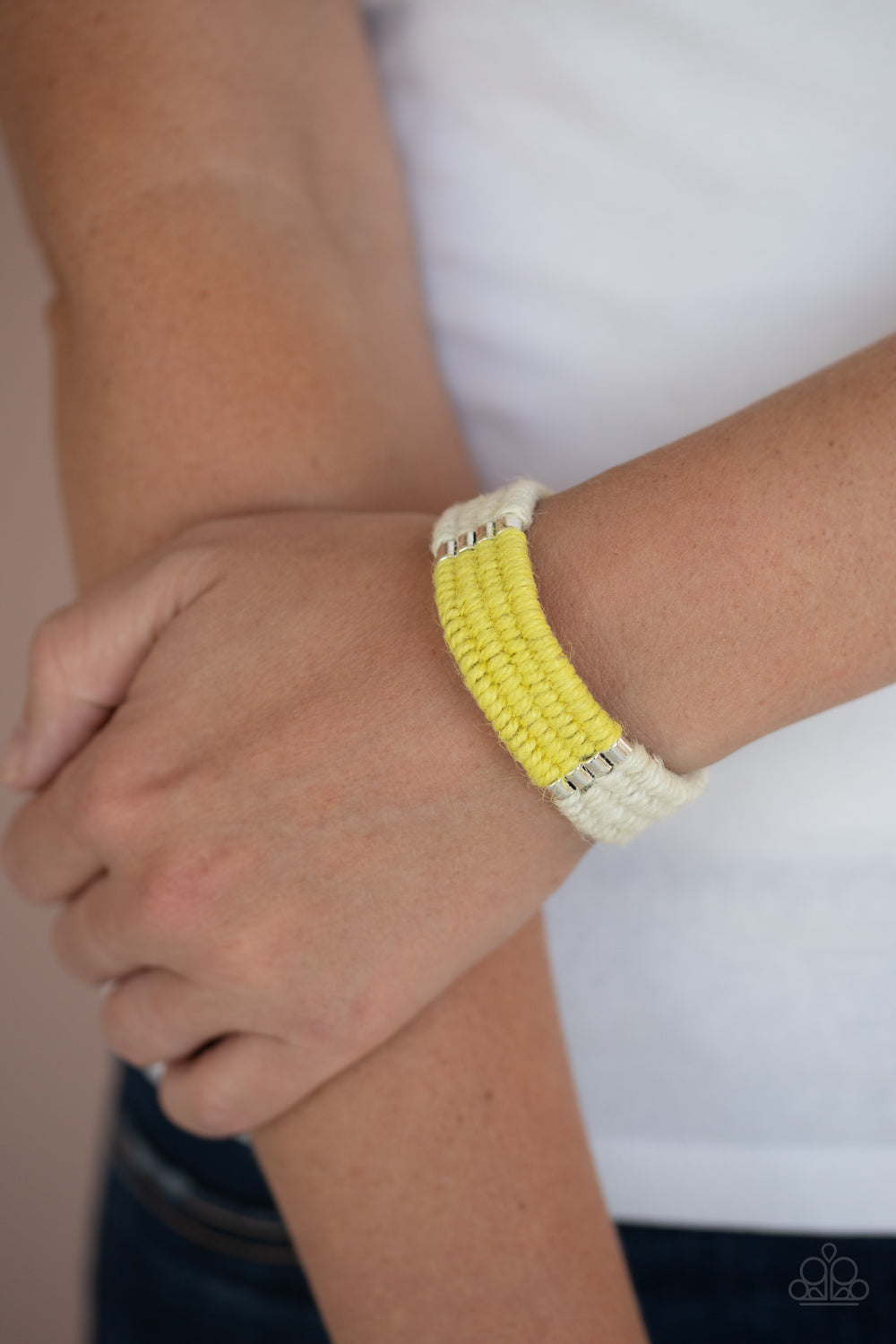 Hot Cross BUNGEE - Yellow Paparazzi Bracelet (#1873)