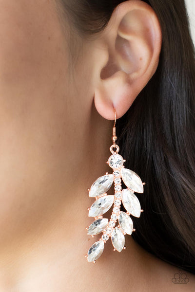 Ice Garden Gala - Copper Paparazzi Earrings (#4847)