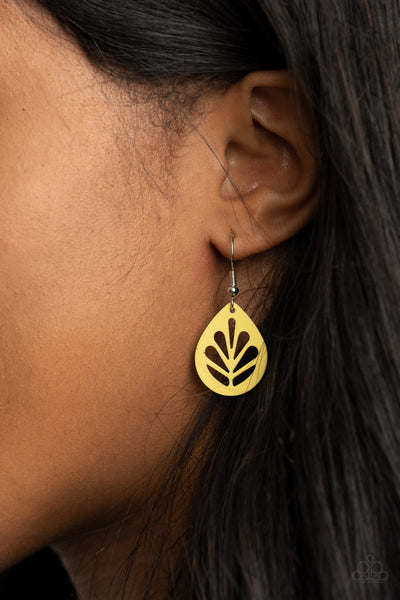 LEAF Yourself Wide Open - Yellow Paparazzi Earrings