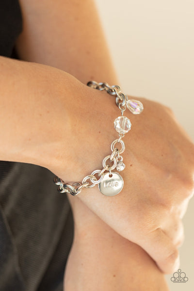 Lovable Luster - White Paparazzi Bracelet (PZ-1035)