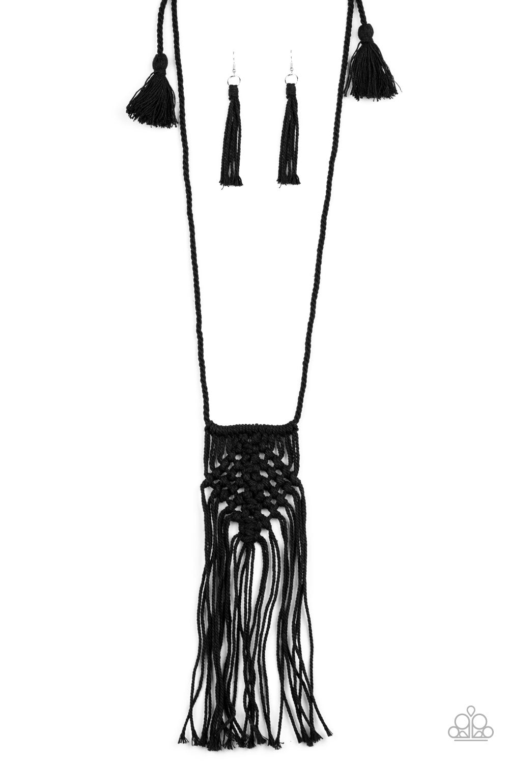 Macrame Mantra - Black-Paparazzi Necklace (#1523)