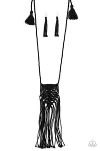 Macrame Mantra - Black-Paparazzi Necklace (#1523)
