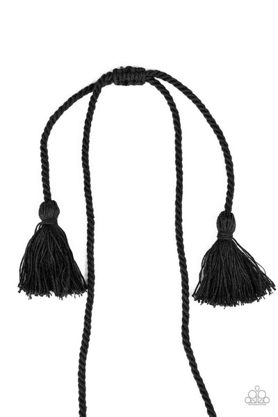 Macrame Mantra - Black-Paparazzi Necklace (#1523)