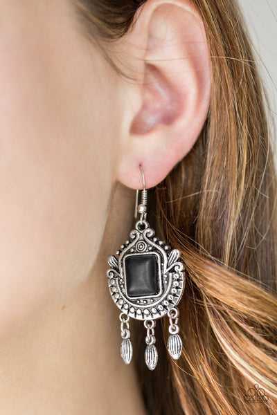Paparazzi Earrings - Open Pastures - Black (#786)