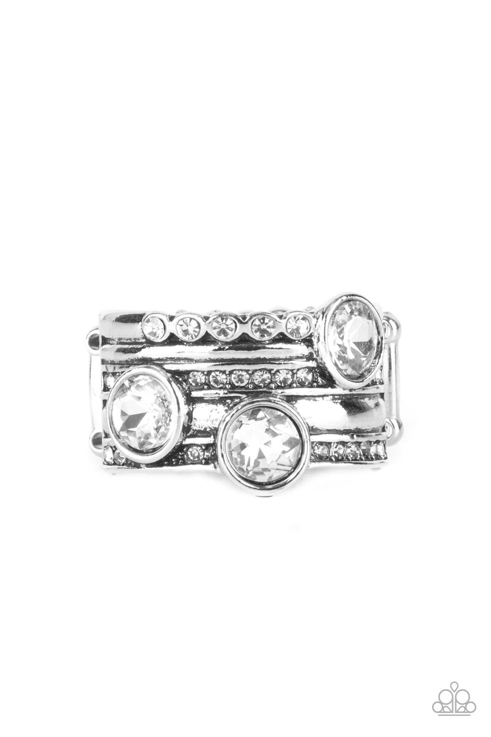 Pack It On - White Paparazzi Ring (T106)