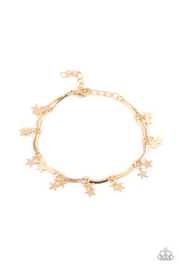 Party in the USA - Gold Paparazzi Bracelet (#4787)