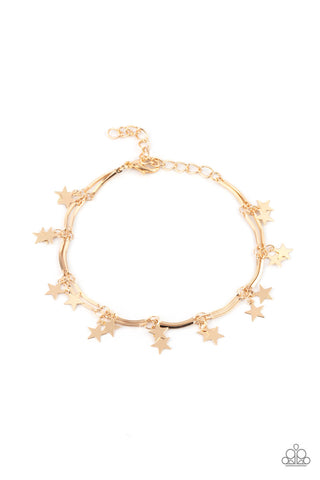 Party in the USA - Gold Paparazzi Bracelet (#4787)