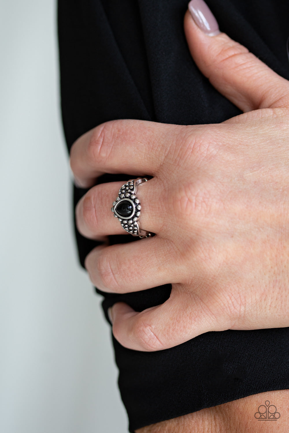 Pep Talk - Black Paparazzi Ring (R060)
