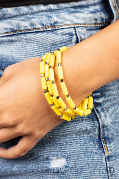 Radiantly Retro - Yellow Paparazzi Bracelet