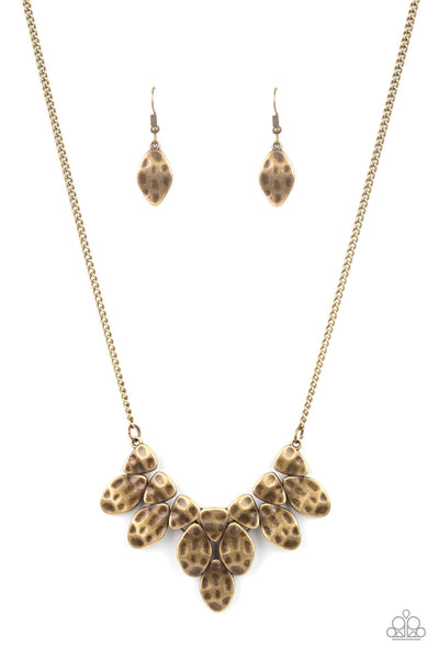Rustic Smolder - Brass Paparazzi Necklace (PZ-1179)