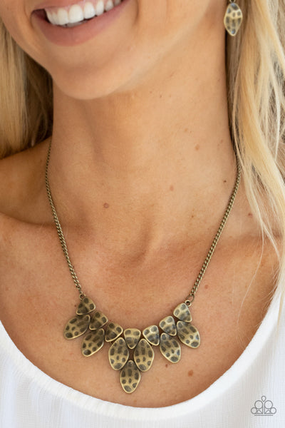 Rustic Smolder - Brass Paparazzi Necklace (PZ-1179)