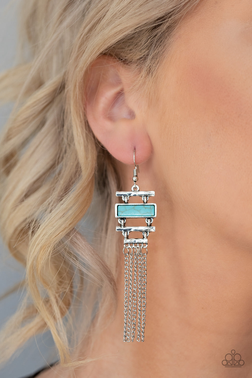 Stone Dwellings - Blue-Paparazzi Earrings (PZ-1169)