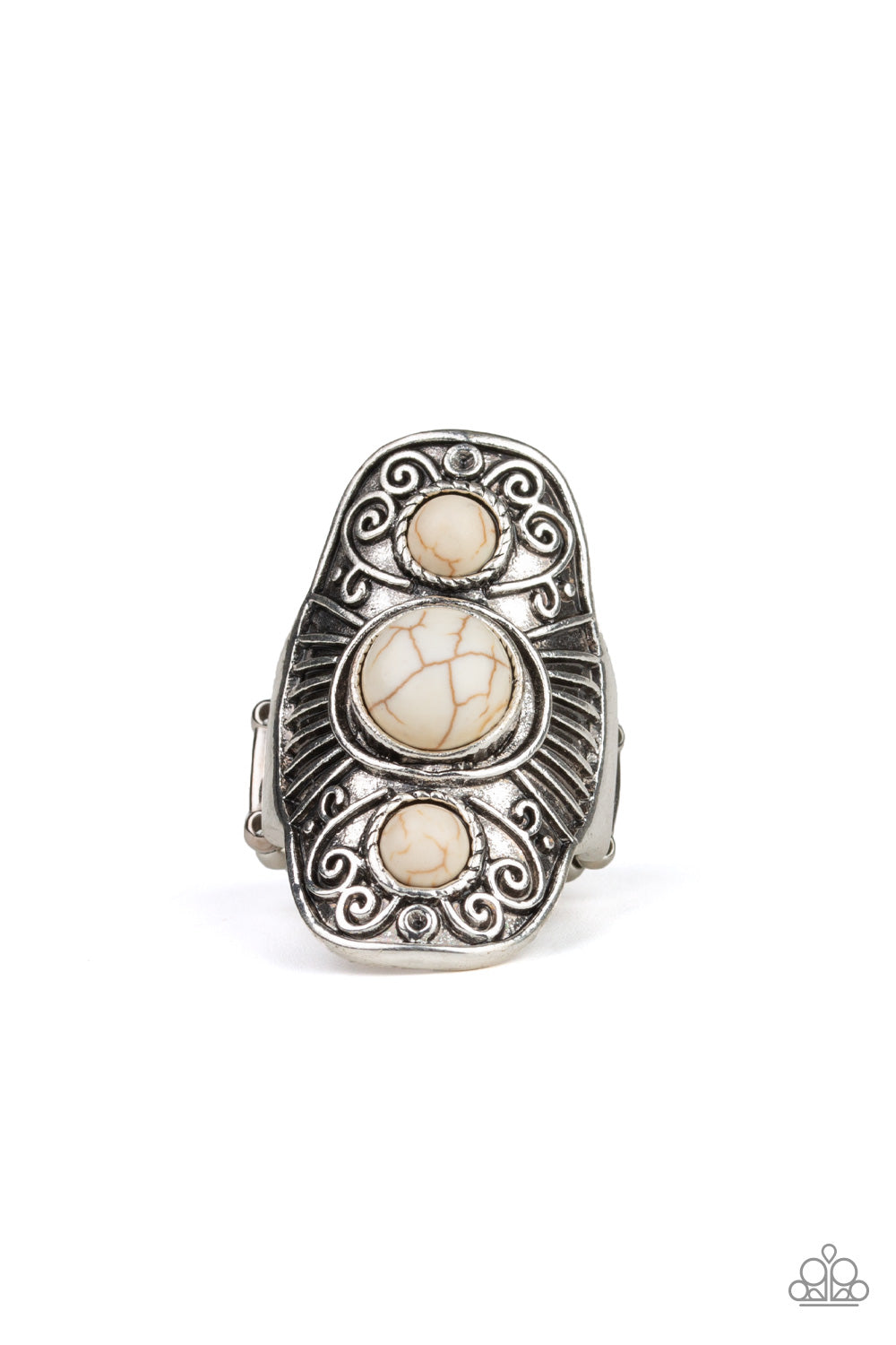 Stone Oracle - White Paparazzi Ring (R020)